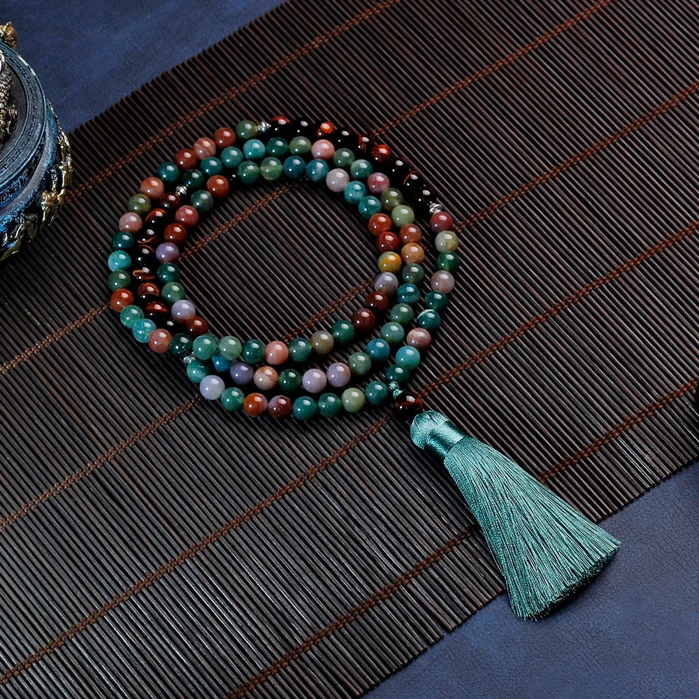 Japamala 108 necklace,tassel,Beaded Necklace,female and male necklace for healing