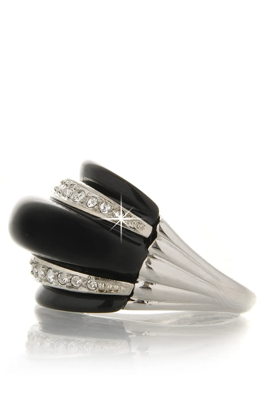 KENNETH JAY LANE MASELINA Black Crystal Ring