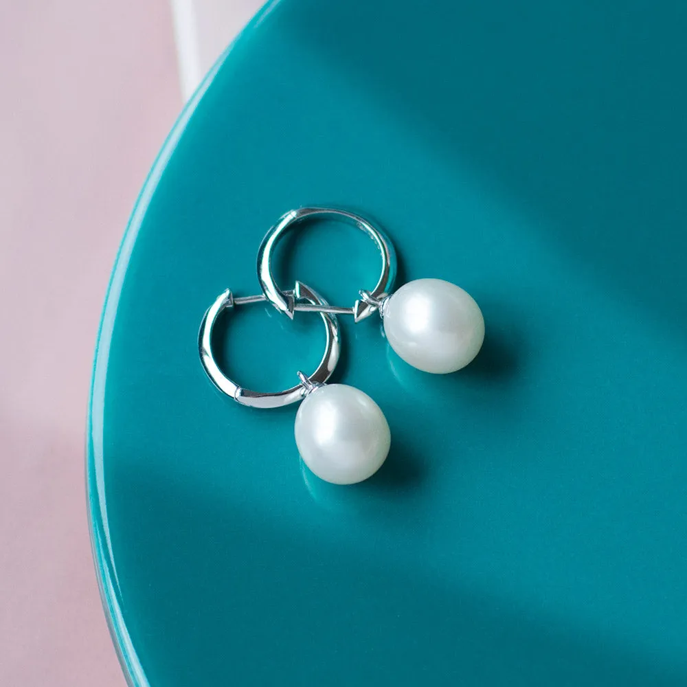 Kit Heath Sterling Silver 'Astoria' Freshwater Pearl Hoop Earrings