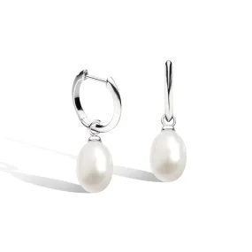 Kit Heath Sterling Silver 'Astoria' Freshwater Pearl Hoop Earrings