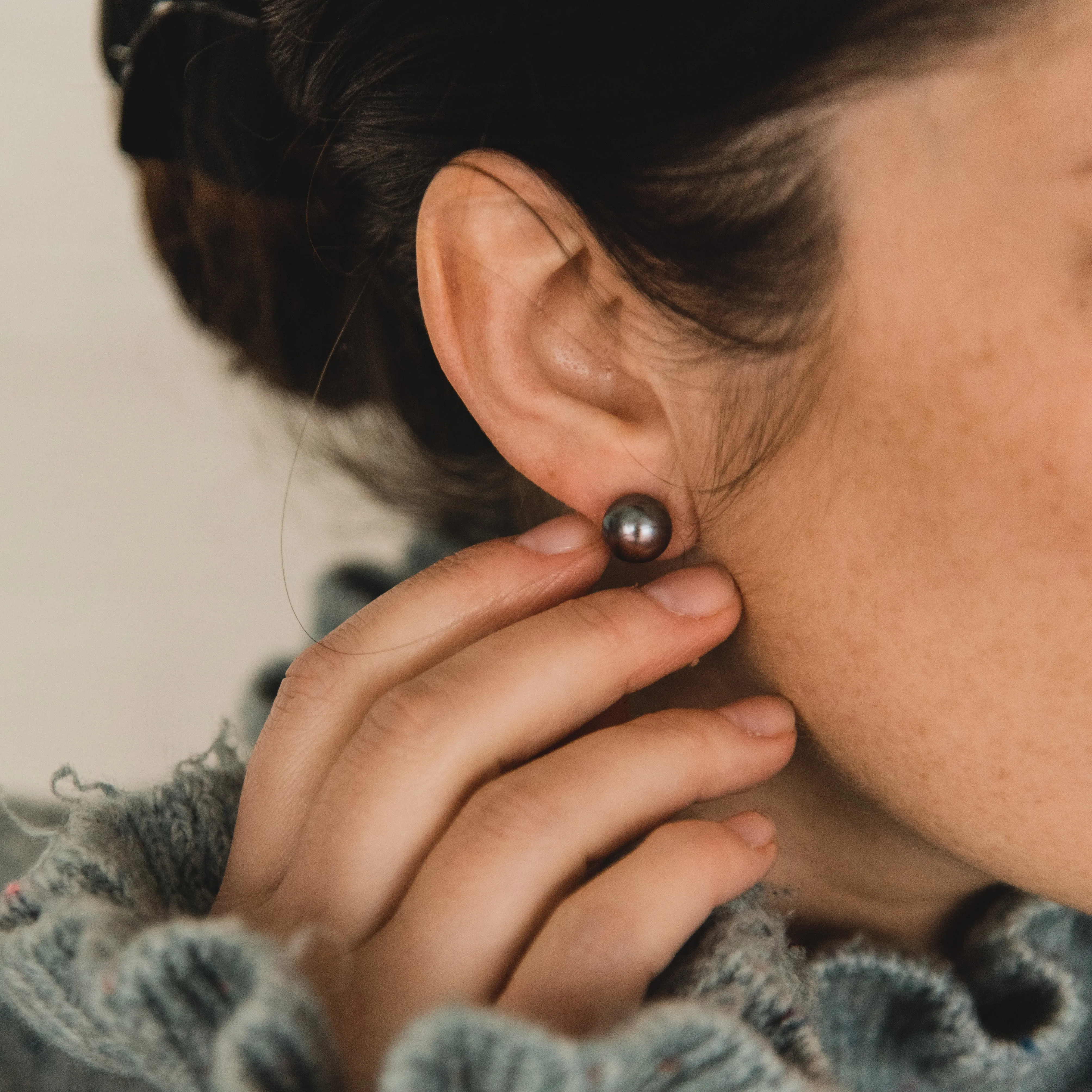 Large Peacock Pearl Stud Earrings