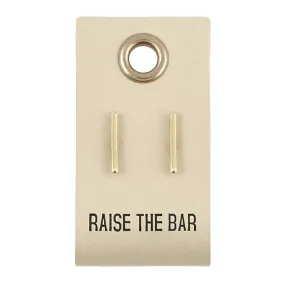 Leather Tag Earrings - Bar Studs