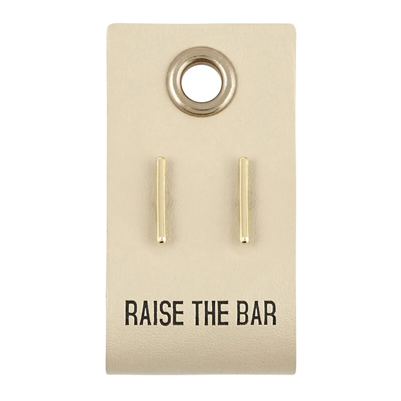 Leather Tag Earrings - Bar Studs