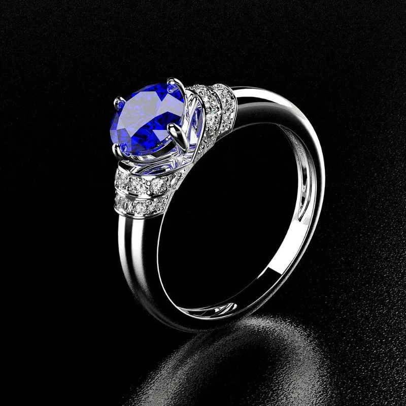 Luxury Amethyst Gemstone Ring Silver Anniverssary Gift Jewelry