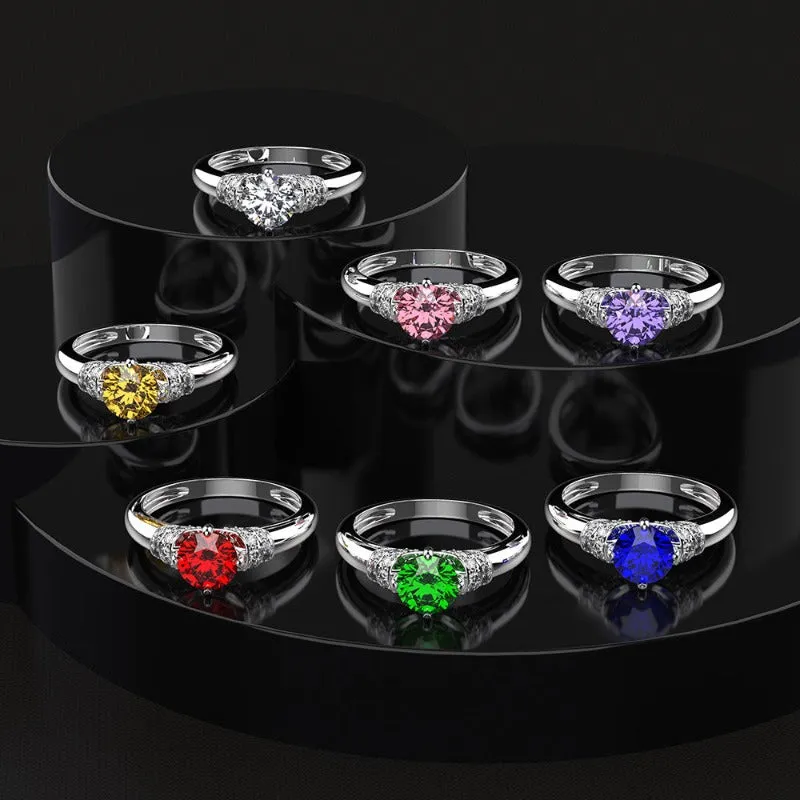Luxury Amethyst Gemstone Ring Silver Anniverssary Gift Jewelry
