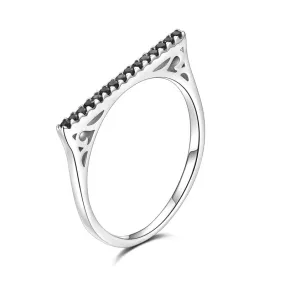 Luxury BLACK Zircon Ring Silver for Women Wedding Engagement Jewelry