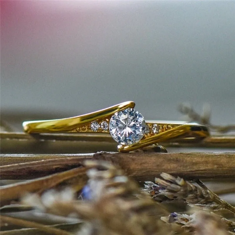 Luxury Brand White Zircon Ring Wedding 10K Gold for Women Jewelry