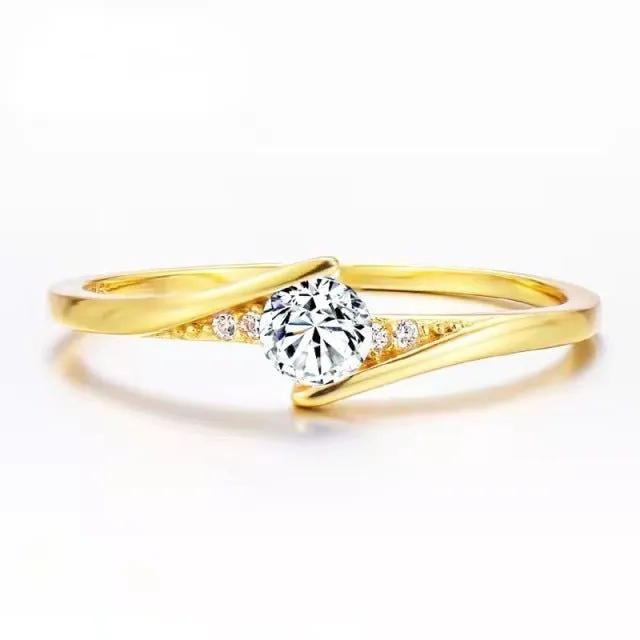 Luxury Brand White Zircon Ring Wedding 10K Gold for Women Jewelry