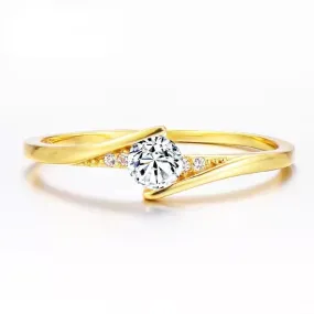Luxury Brand White Zircon Ring Wedding 10K Gold for Women Jewelry