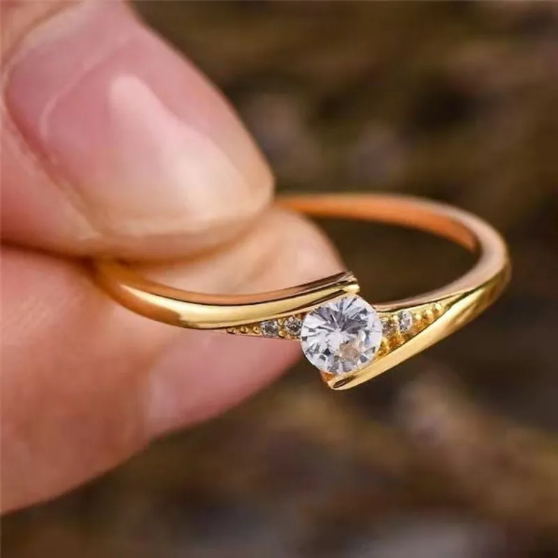 Luxury Brand White Zircon Ring Wedding 10K Gold for Women Jewelry