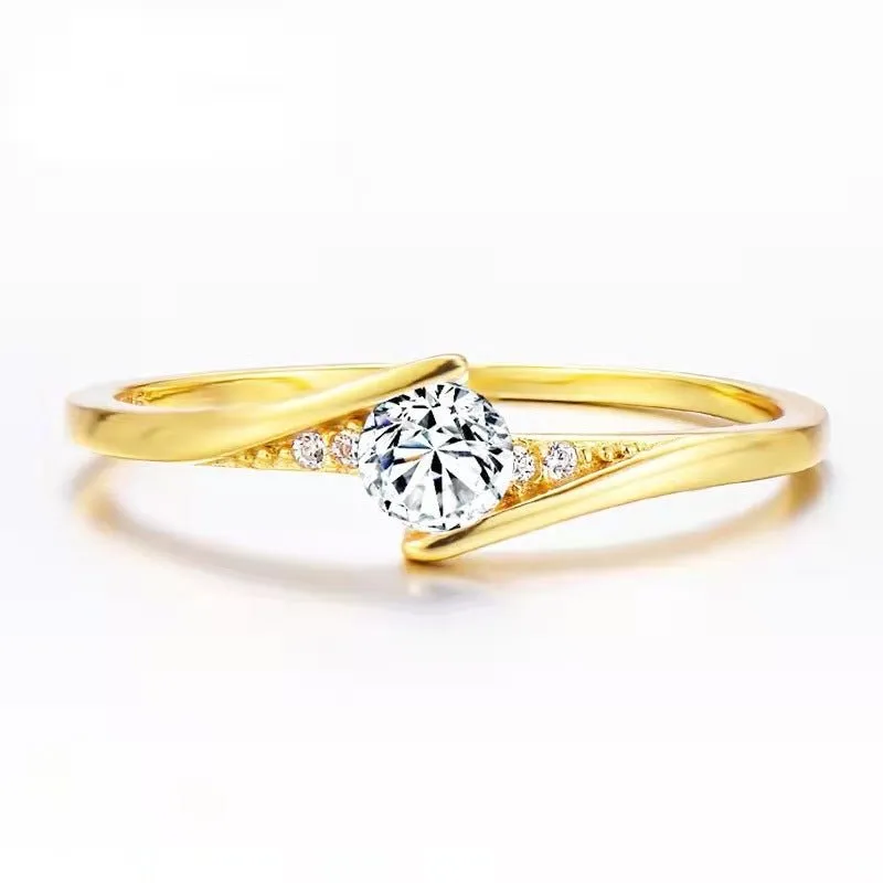 Luxury Brand White Zircon Ring Wedding 10K Gold for Women Jewelry