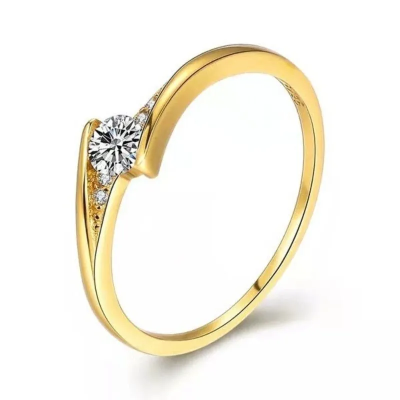 Luxury Brand White Zircon Ring Wedding 10K Gold for Women Jewelry