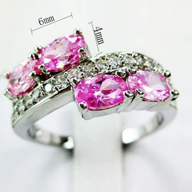 Luxury Natural Amethyst Ring Wedding Engagement 925 Sterling Silver