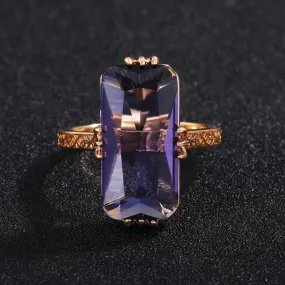 Luxury Purple Amethyst Ring for Women Bridal Wedding Jewelry