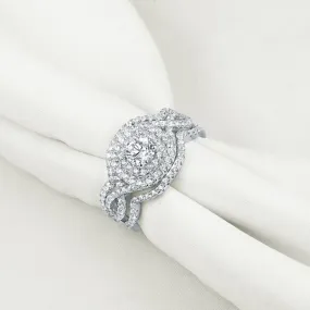 Luxury White Sapphire Engagement Ring Set Wedding For Women Jewelry