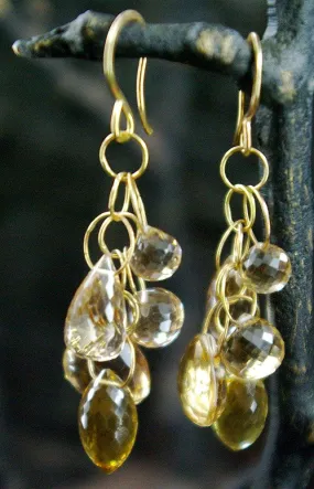 Melissa Joy Manning 14K Yellow Gold and Faceted Citrine Drop Earrings