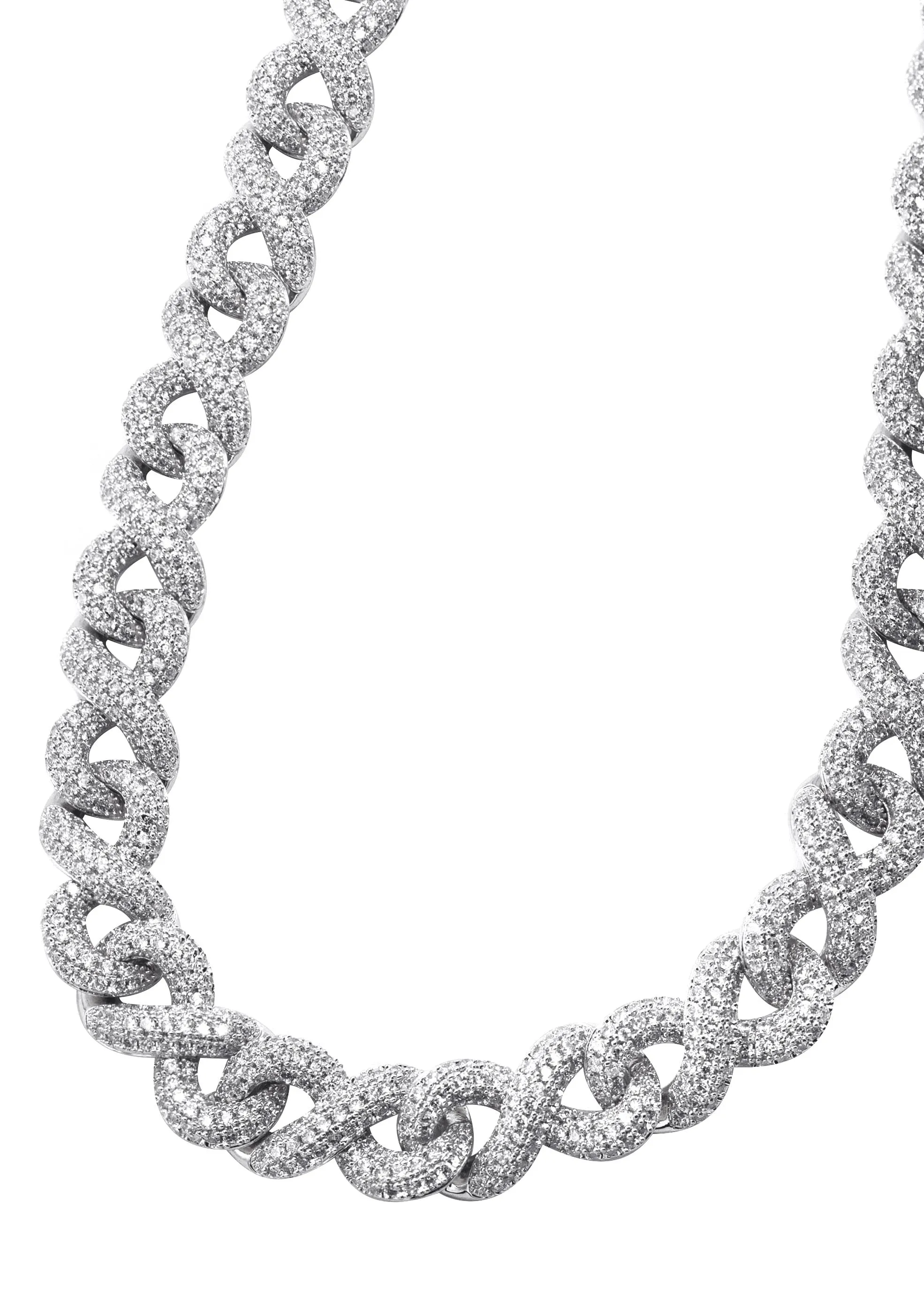 Mens White Gold Iced Out Infinity Link Chain