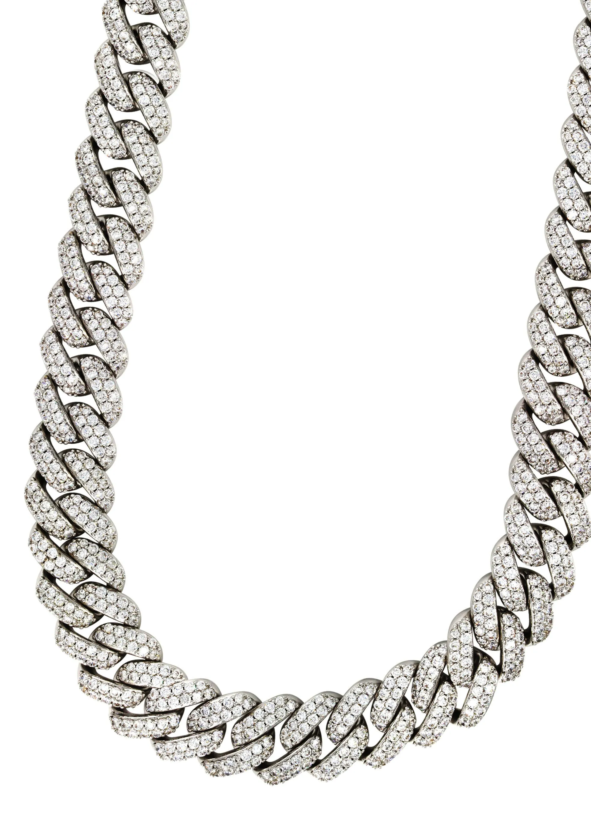 Mens White Gold  Iced Out Miami Cuban Link Chain
