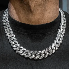 Mens White Gold  Iced Out Miami Cuban Link Chain