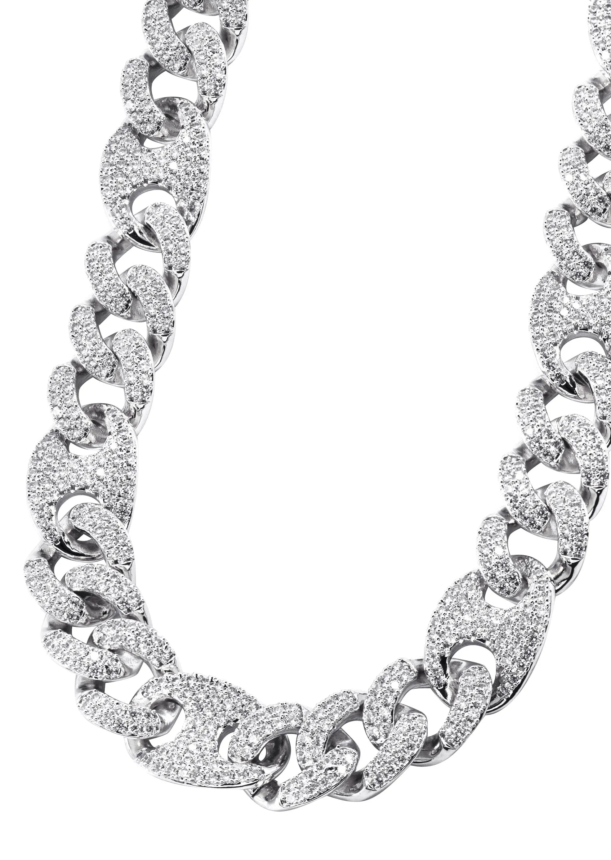 Mens White Gold Iced Out Puff Cuban Link Chain