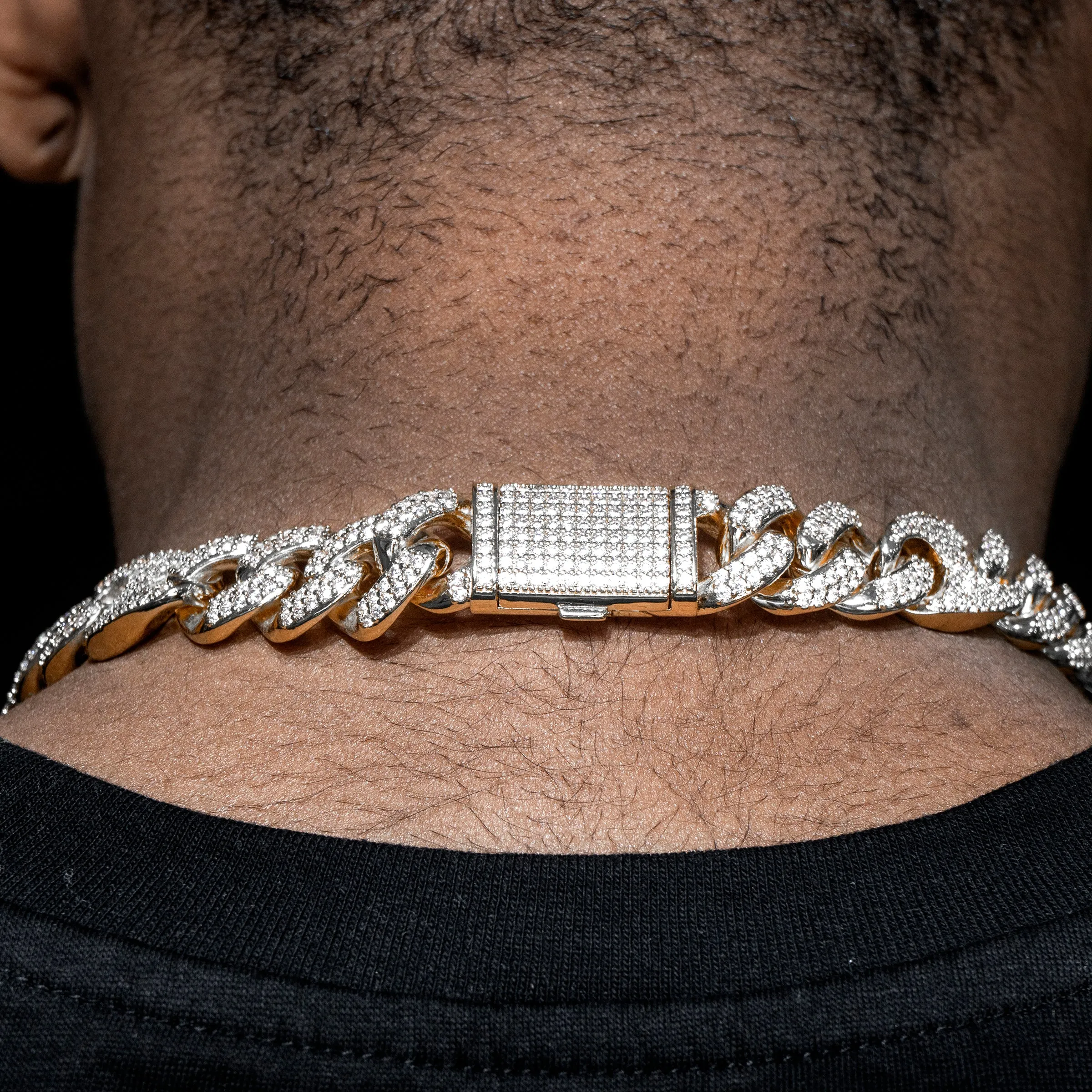 Mens White Gold Iced Out Puff Cuban Link Chain