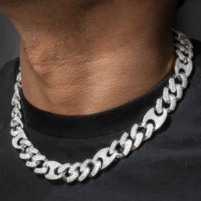 Mens White Gold Iced Out Puff Cuban Link Chain