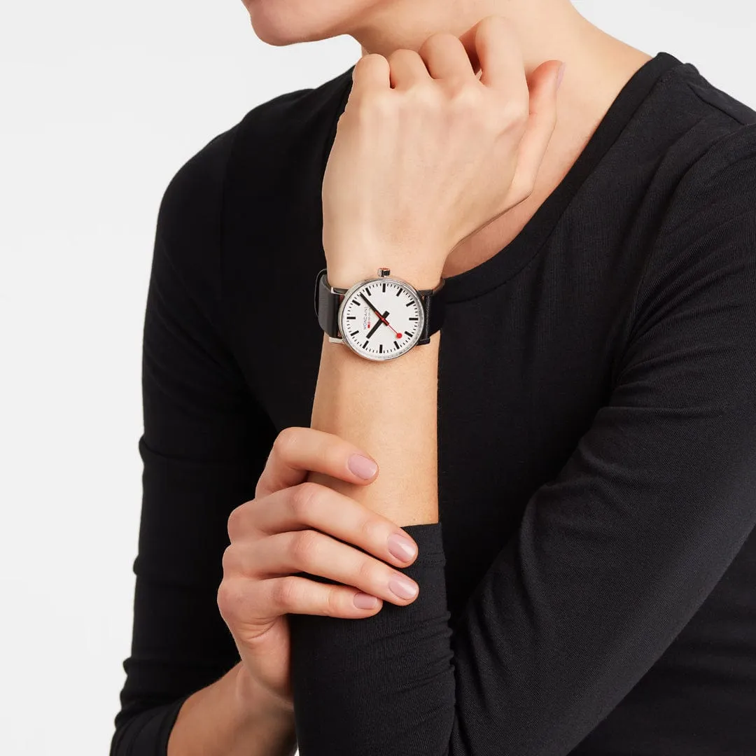 MONDAINE , 40mm, black vegan leather watch, MSE.40110.LBV EVO2 GENTS