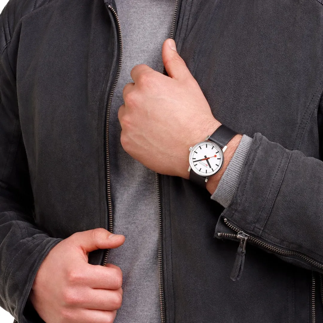 MONDAINE , 40mm, black vegan leather watch, MSE.40110.LBV EVO2 GENTS