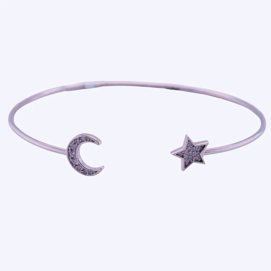 Moon and Star Diamond Bangle