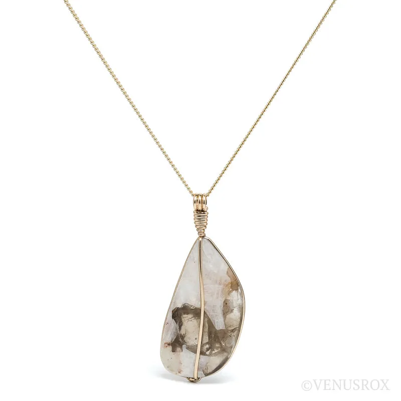 MOONSTONE (RAINBOW) WITH QUARTZ (SMOKY) PENDANT