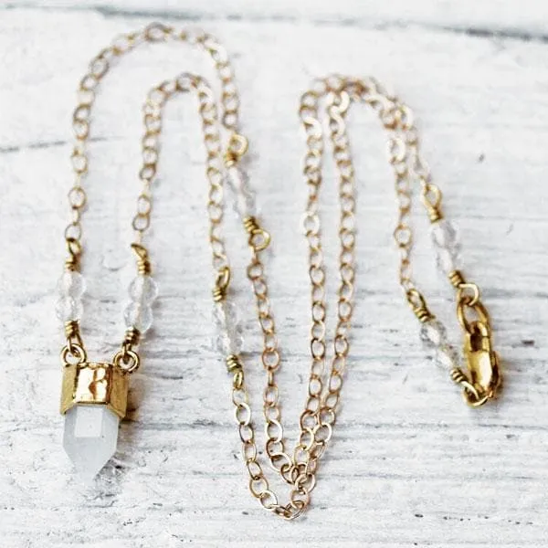 Moonstone Wand Necklace :: see more colors
