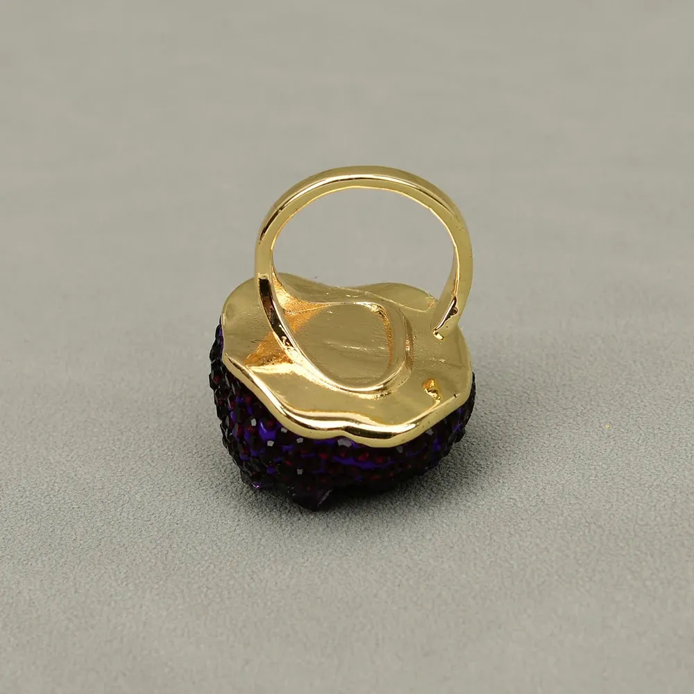 Natural Amethyst Druzy Gemstone Rings