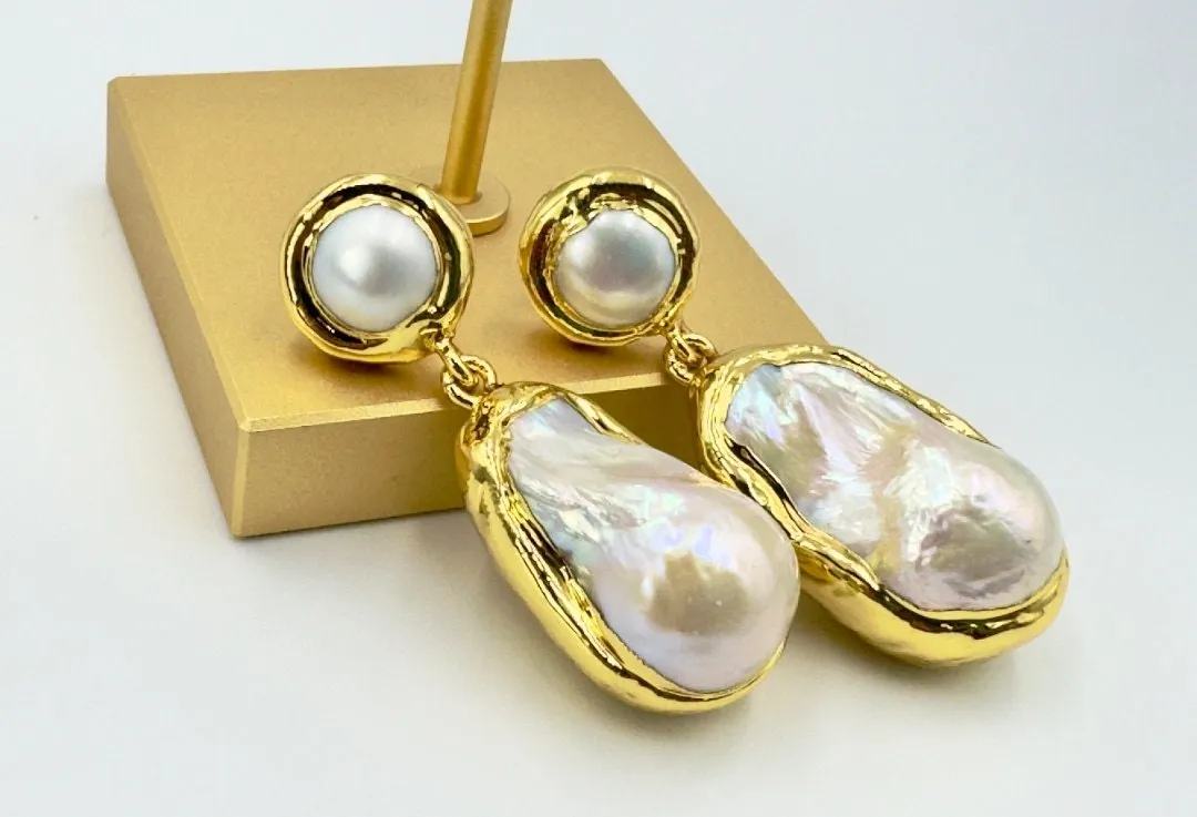 Natural baroque pearl earrings