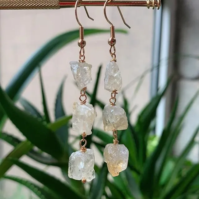 Natural Crystal Quartz Dangle Earrings