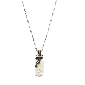 Necklace -Moonstone Rainbow Gemstone with Goddess -Bottle