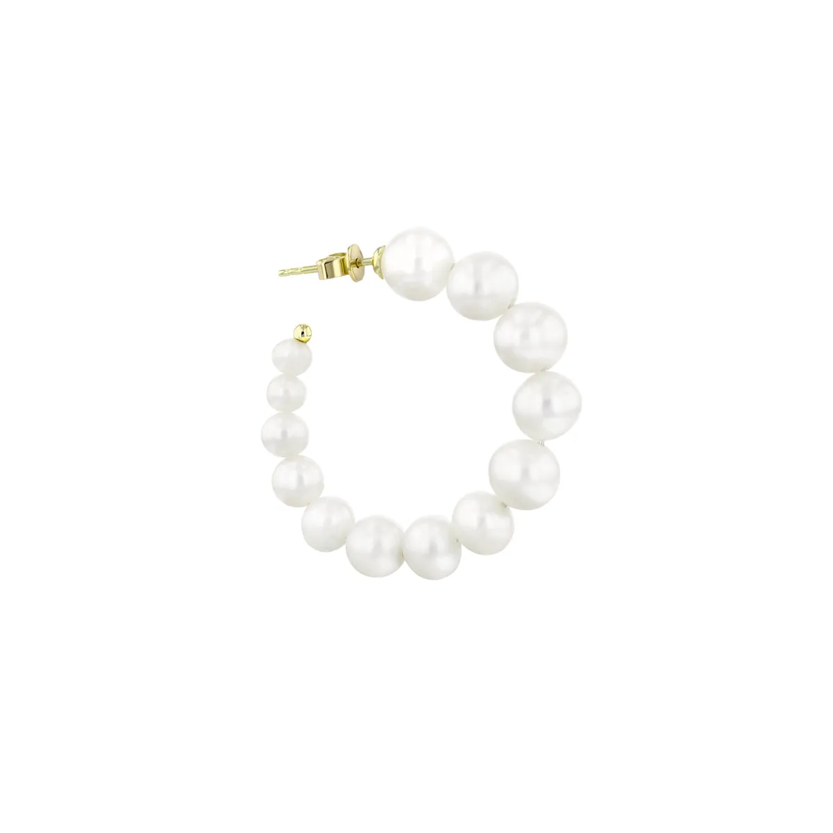 New York Collection Graduated Pearl Hoop Earrings | 14K Yellow Gold