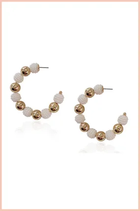 PEARL AND CHAIN HOOP EARRINGS