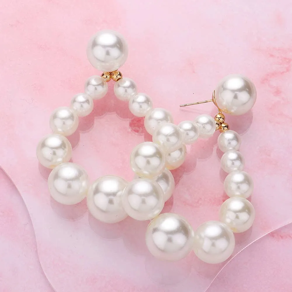 Pearl Beaded Teardrop Dangle Earrings