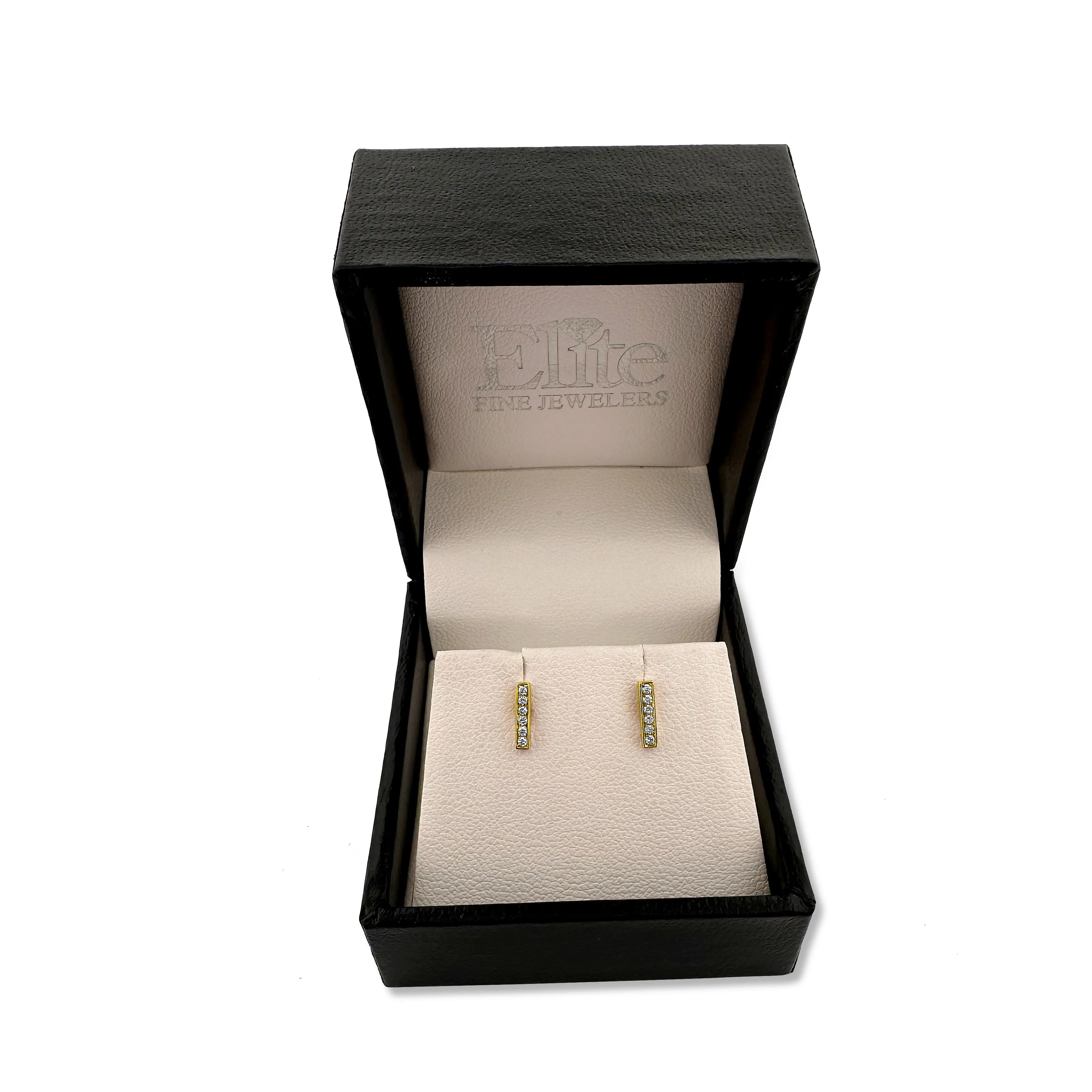 Petite Diamond Bar 14k Gold Earrings