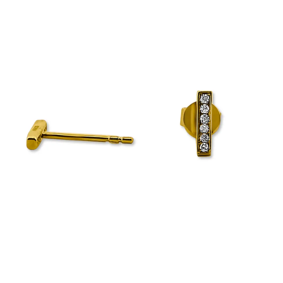 Petite Diamond Bar 14k Gold Earrings