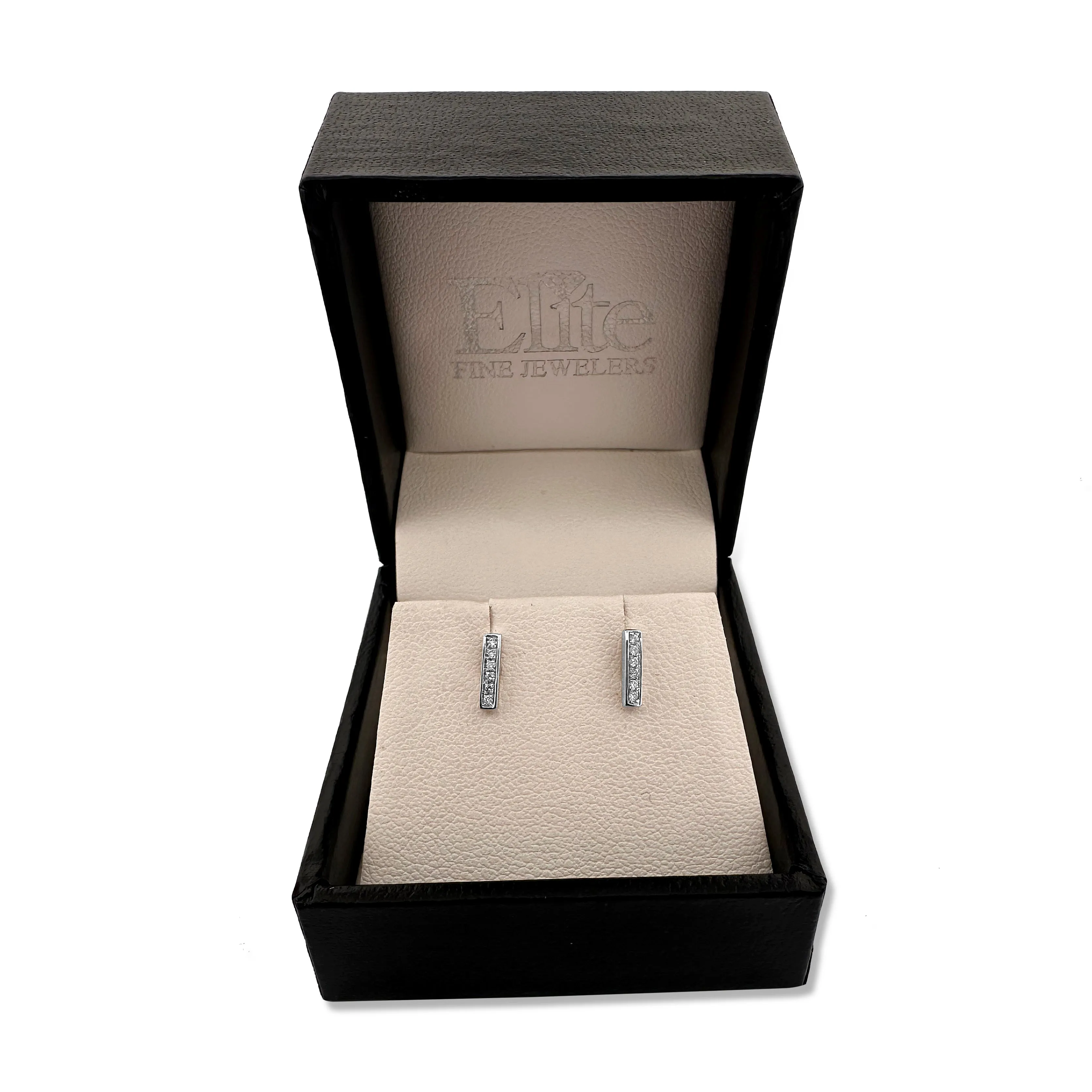 Petite Diamond Bar 14k Gold Earrings