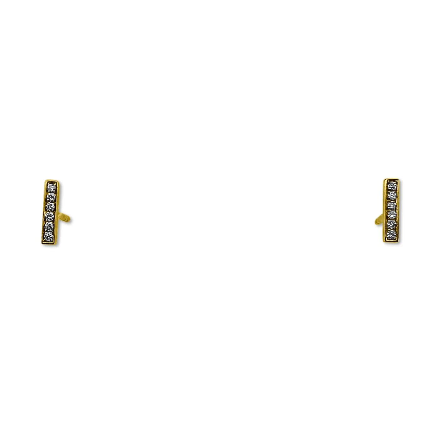 Petite Diamond Bar 14k Gold Earrings