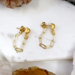 Phenomenal // Box Chain Loop Earrings, Gold or Silver, Modern Earrings // BH-E023