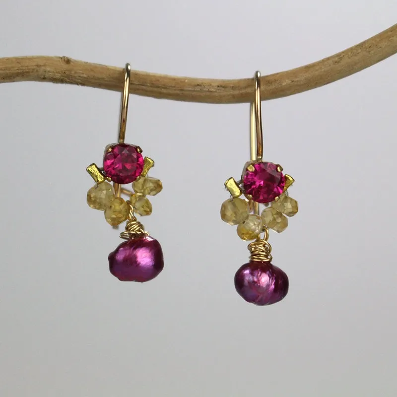 Pink Citrine Petite Dancer Earrings