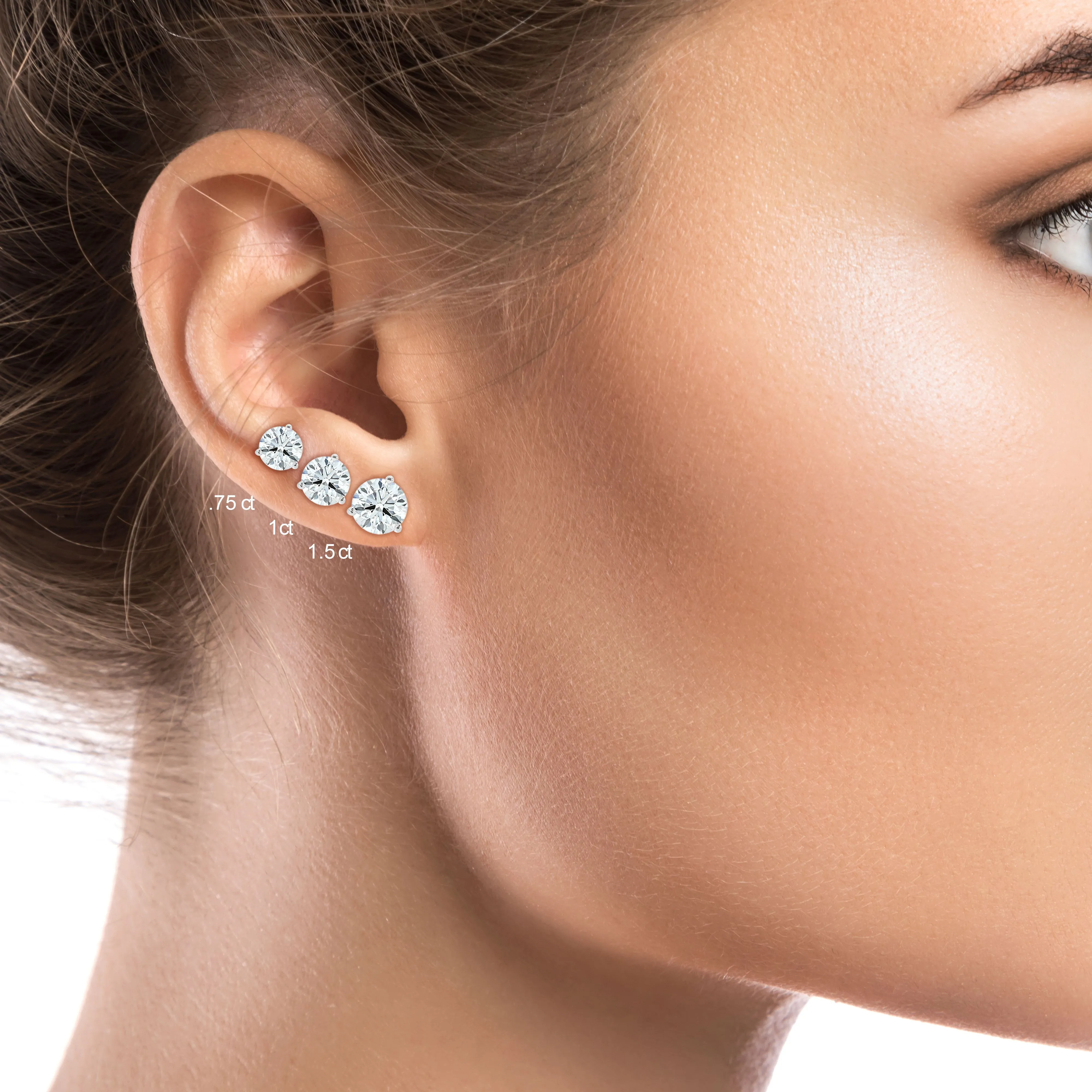 Platinum 3-prong Round Brilliant Diamond Stud Earrings (0.22 Ct. T.w., Si1-si2 Clarity, H-i Color)