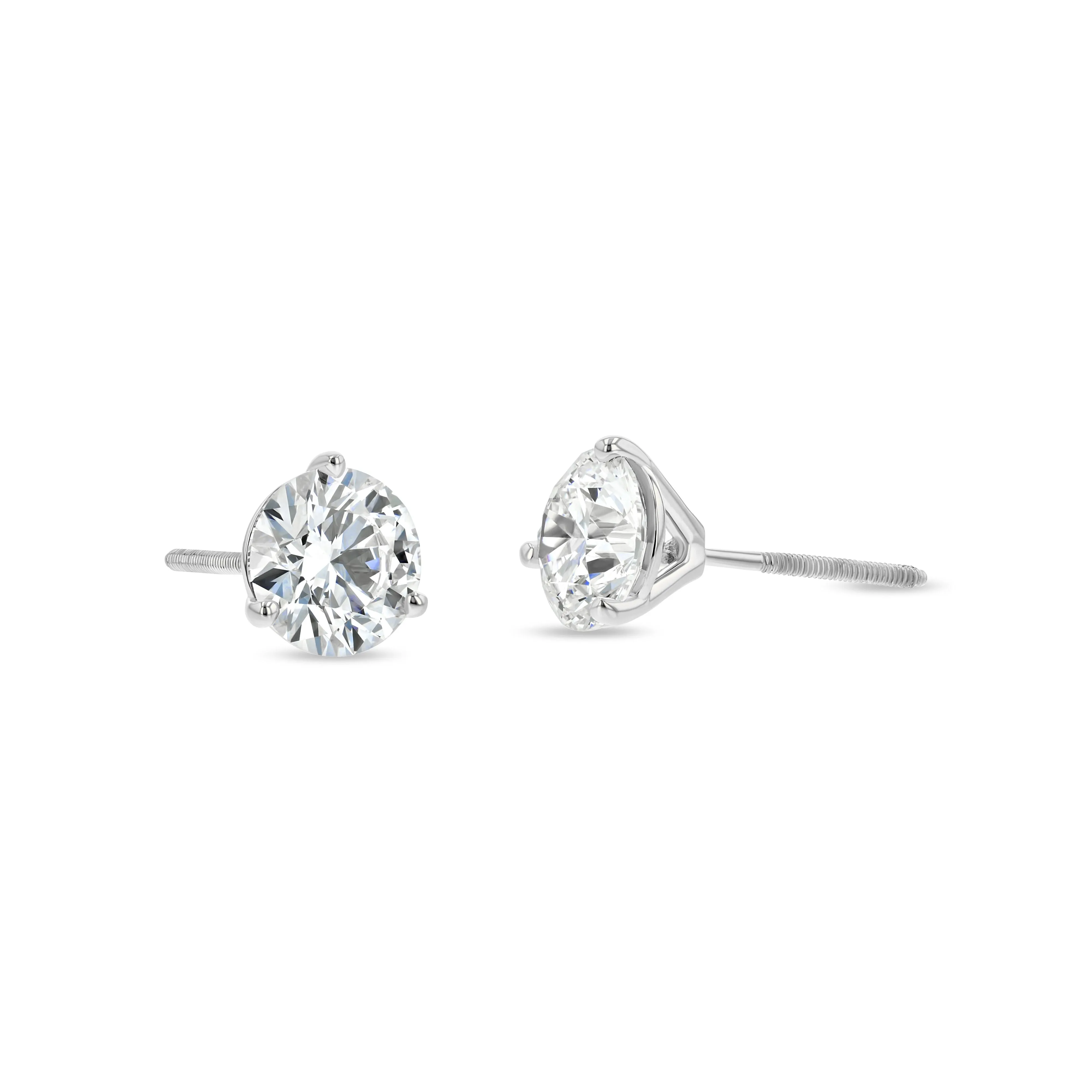 Platinum 3-prong Round Brilliant Diamond Stud Earrings (0.22 Ct. T.w., Si1-si2 Clarity, H-i Color)