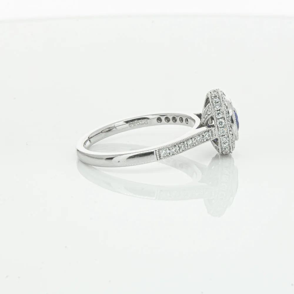 Platinum .65ct Sapphire & Diamond Halo Ring