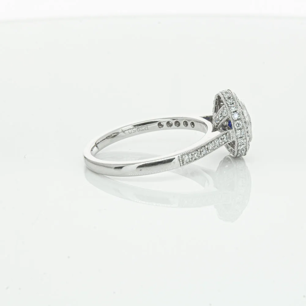 Platinum .65ct Sapphire & Diamond Halo Ring