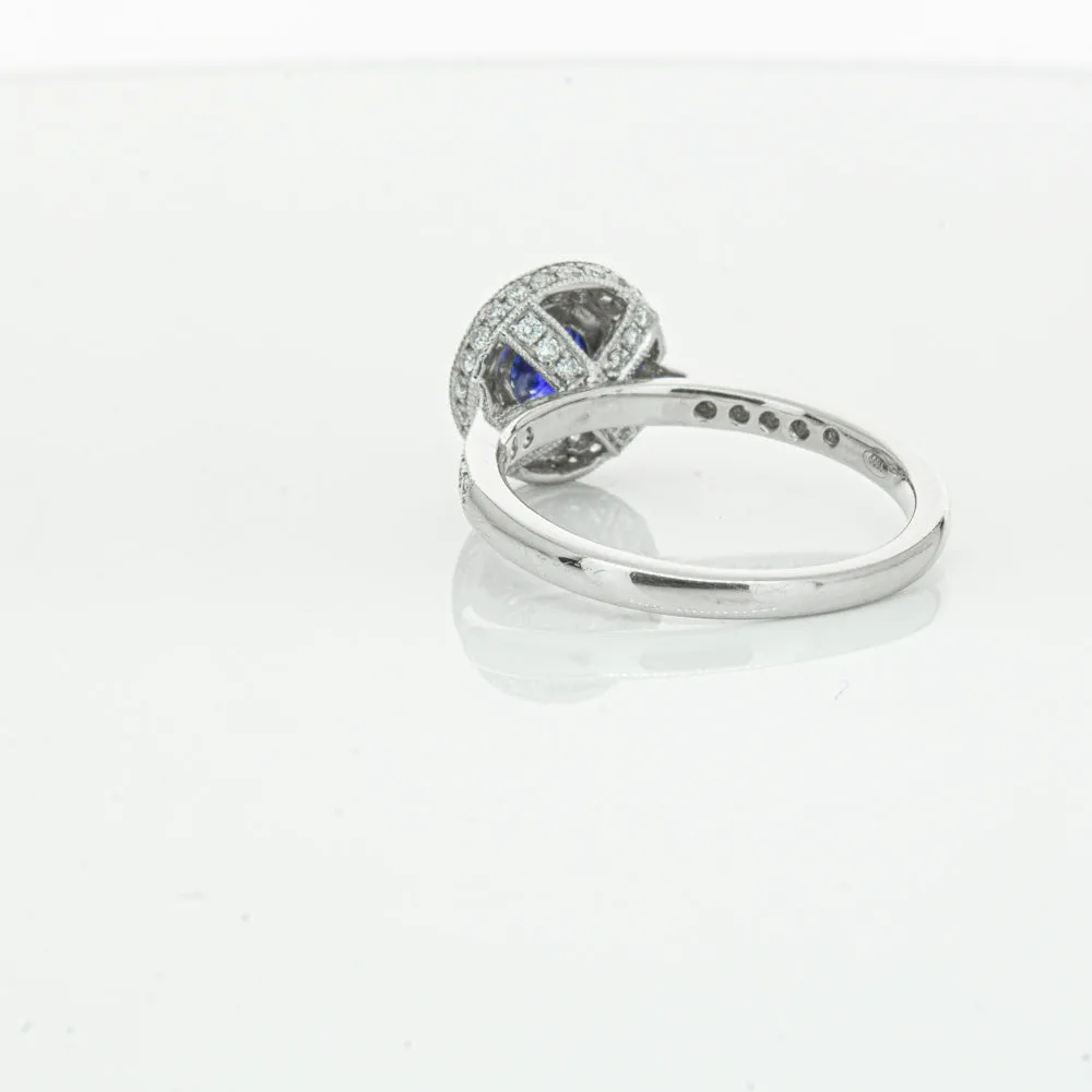 Platinum .65ct Sapphire & Diamond Halo Ring
