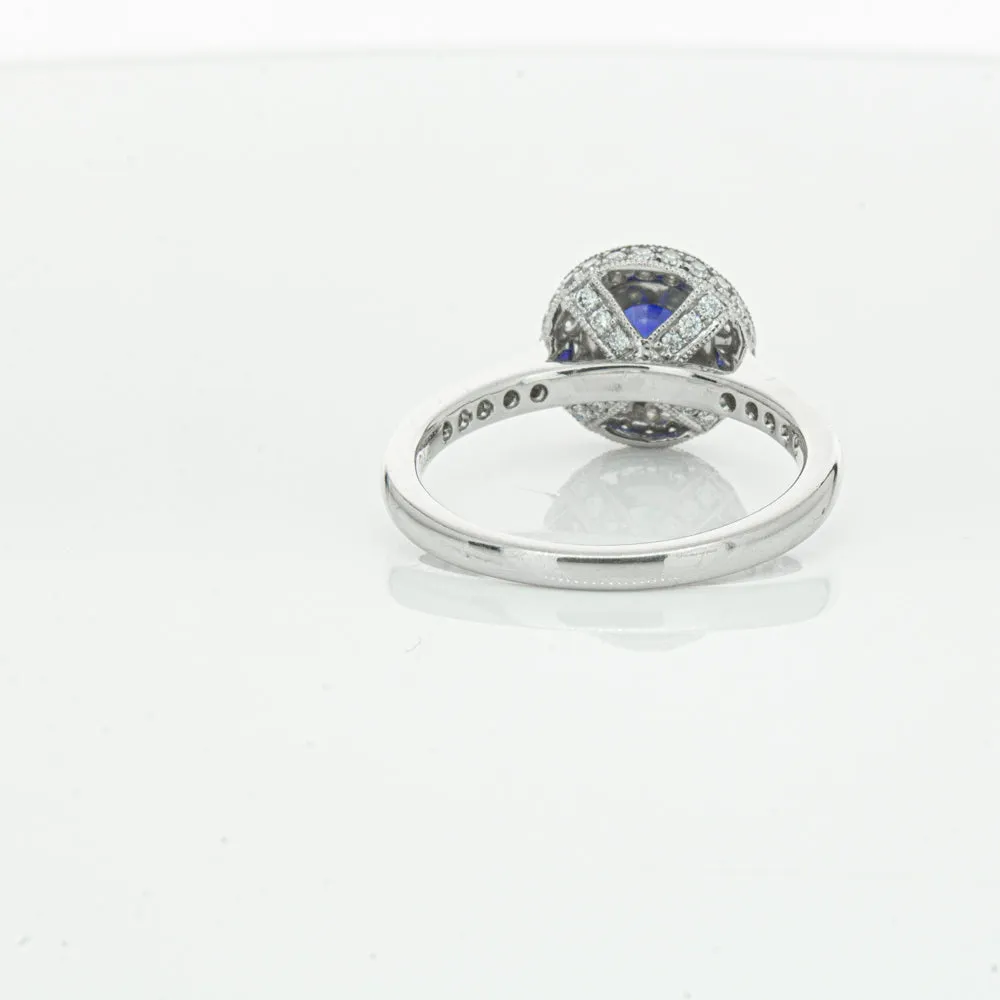 Platinum .65ct Sapphire & Diamond Halo Ring